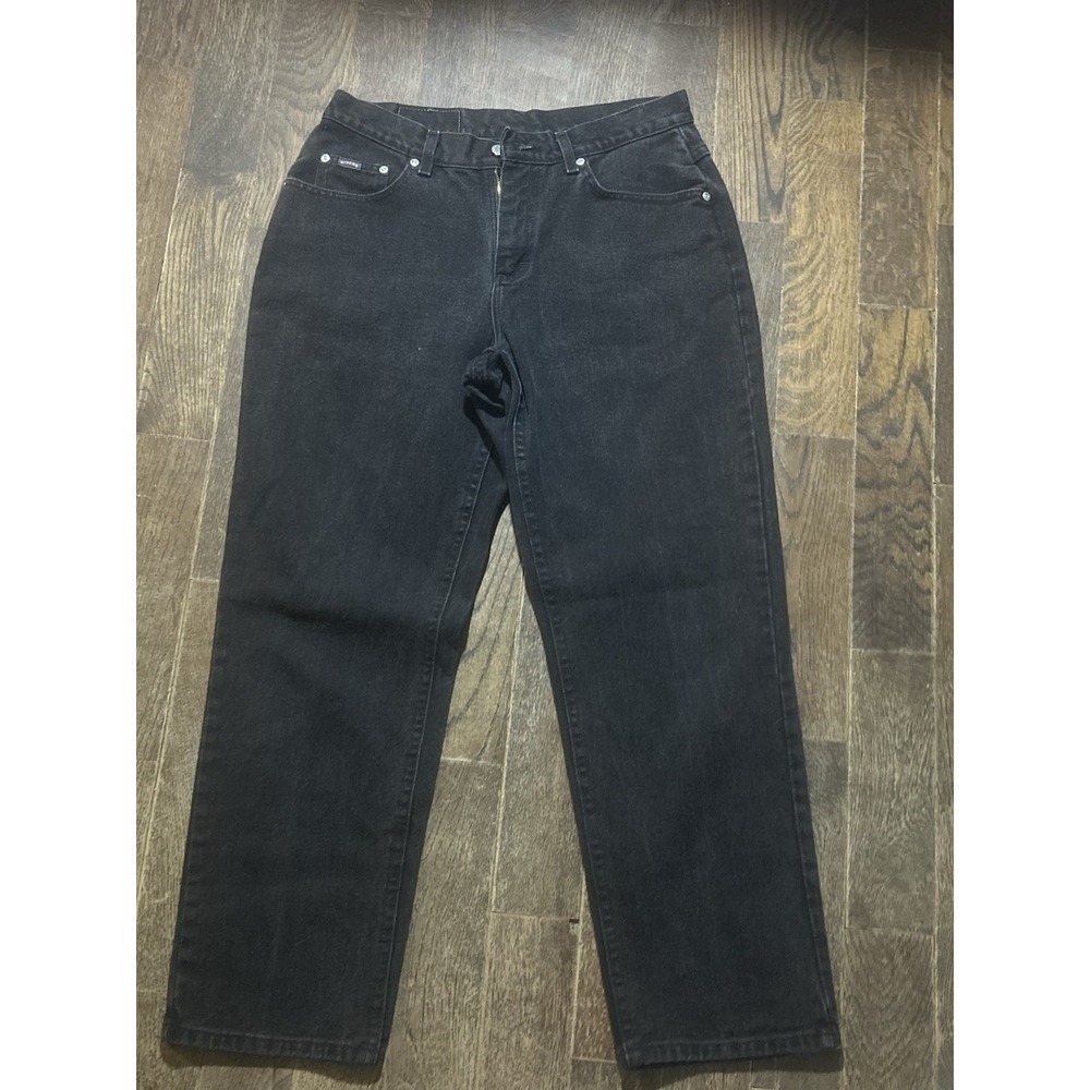 VINTAGE 90s Lee Riders Black Denim Relaxed Women's Size 12P Actual 30x27‎